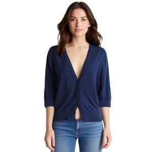 Old Navy Beaded Button Front Navy Sweater Size M